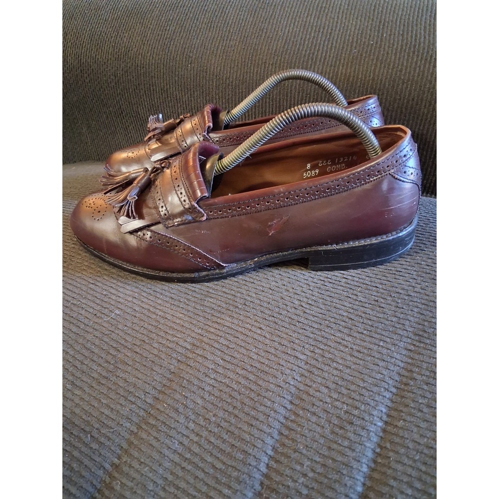 Allen Edmonds Bridgeton mens loafers shoes brown w/ tassels sz 8 EEE mens